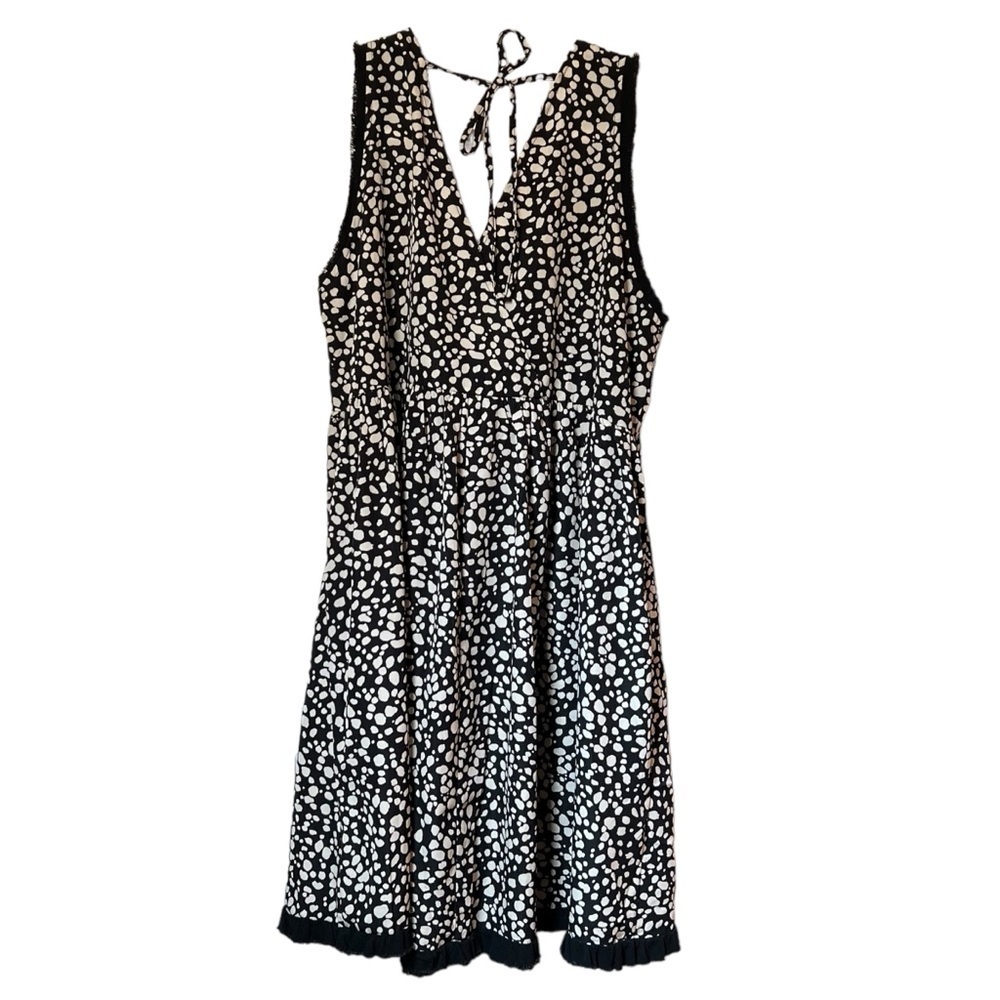 Umgee Abstract Animal Print Double V-Neck Dress Size Large - Picture 2 of 5